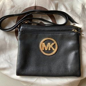 Michael Kors small black leather crossbody bag